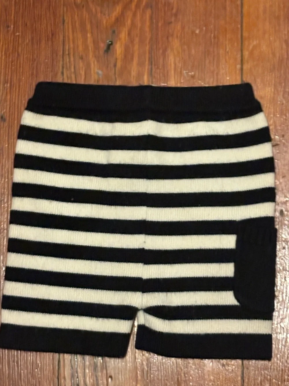 Sloomb Gold Sustainablebabyish Black and White Striped Wool Shorts SZ. 6-18 M